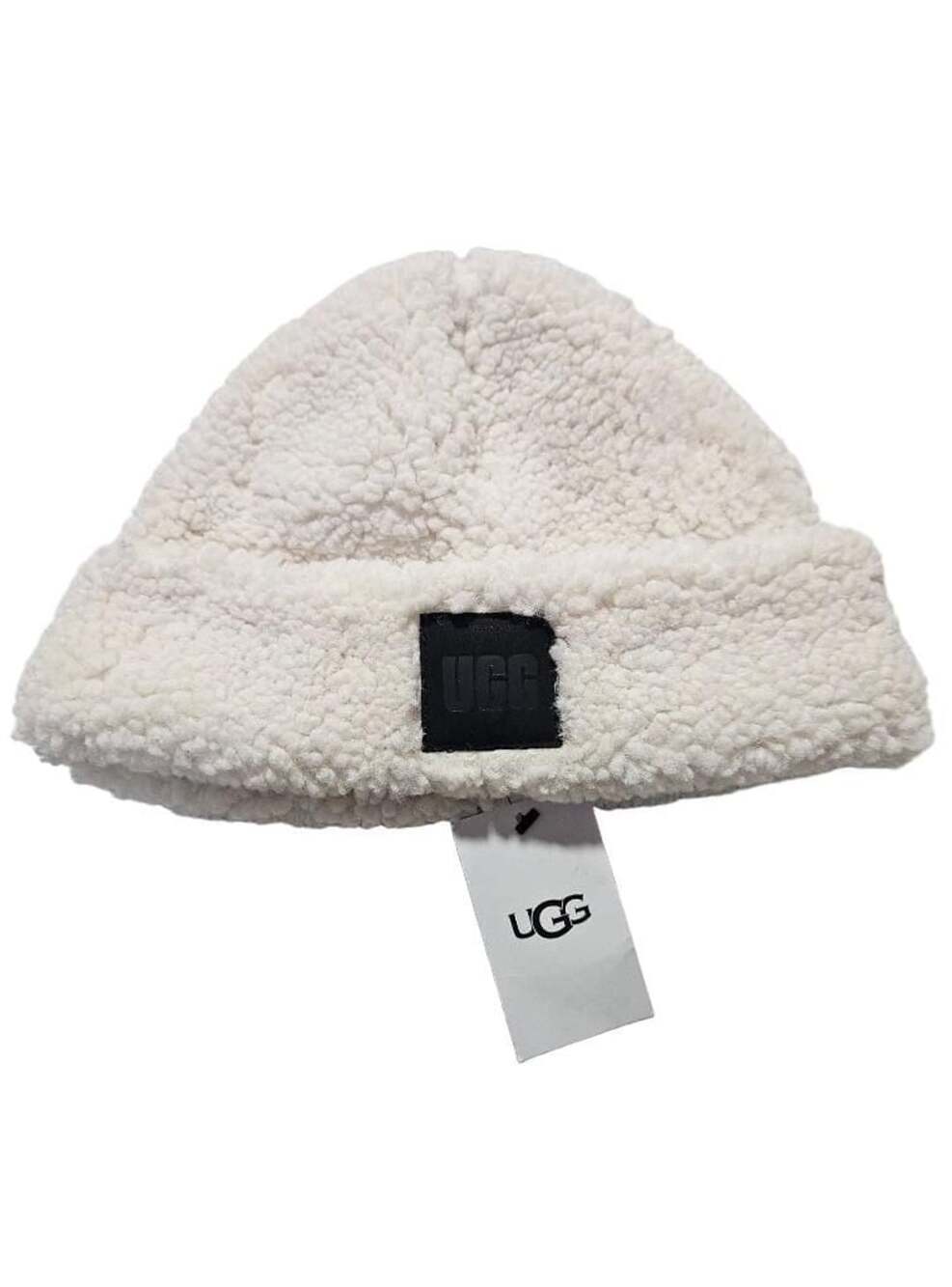 UGG Sherpa Faux Fur Cuff Beanie White One Size Hat